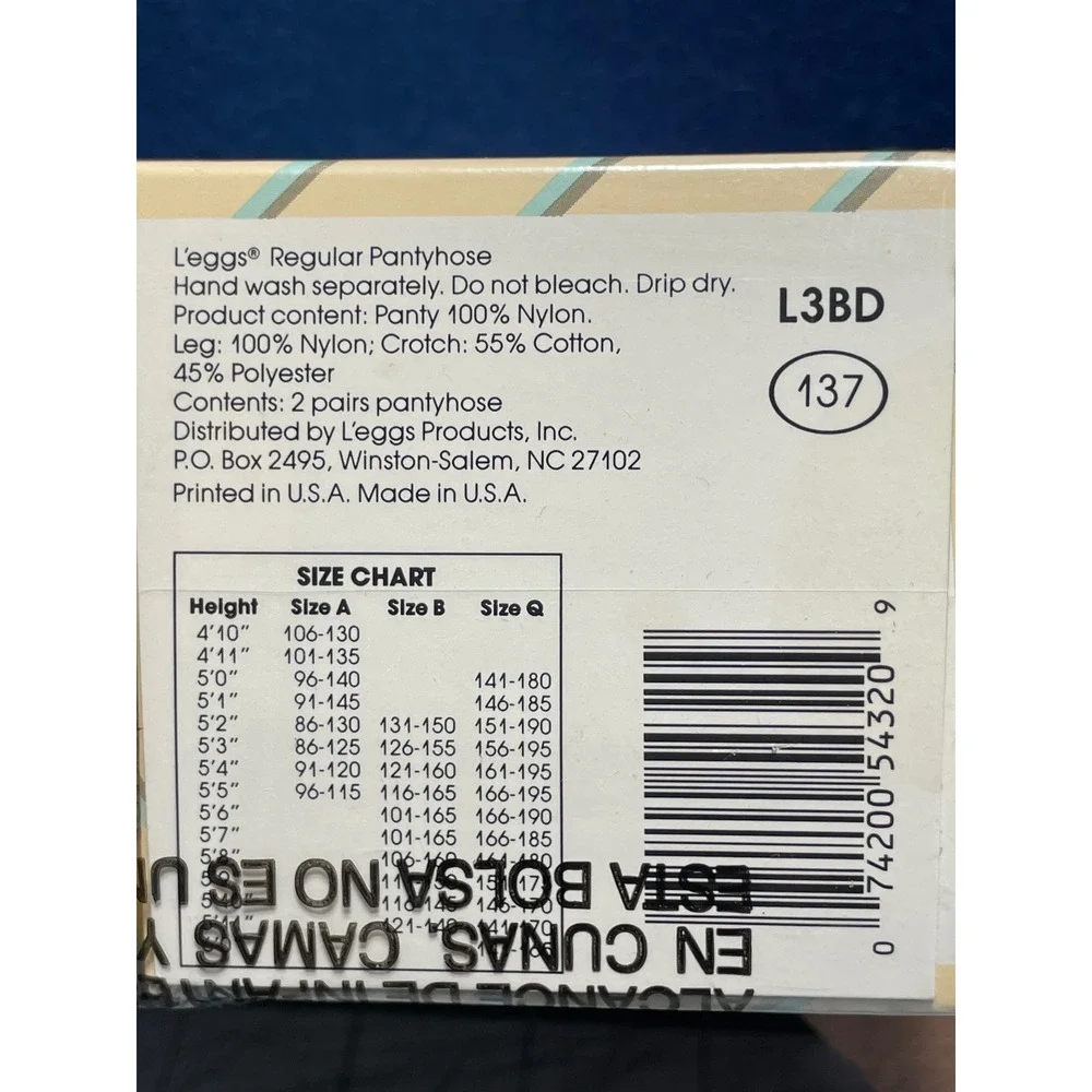 Vintage L'eggs Regular Pantyhose 6 Pairs Size B‎ Nude Suntan Off Black Sheer Toe